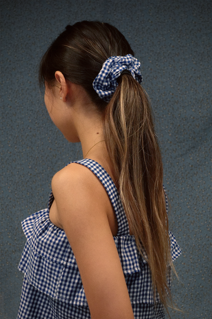 Gingham Blue Scrunchie