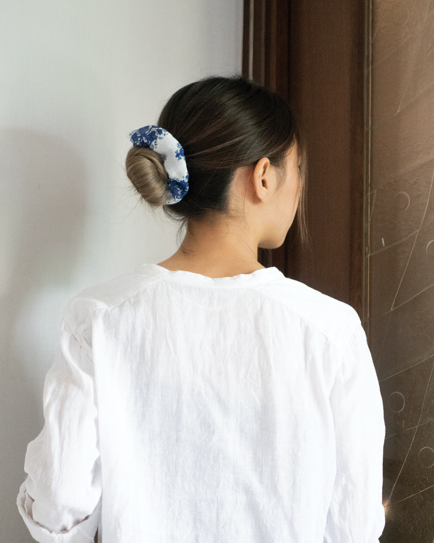 Blue White Porcelain Scrunchie