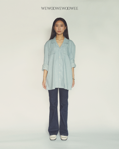 Lia Pocket Shirt - Striped Light Blue