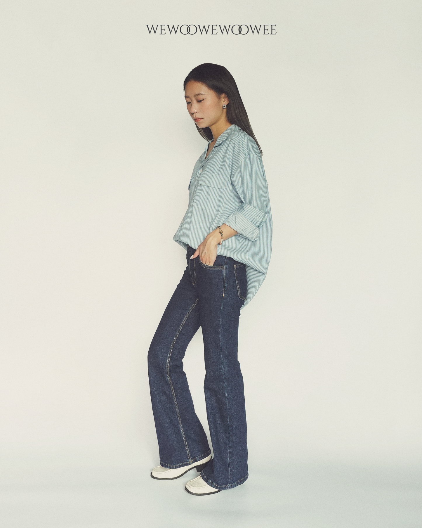 Lia Pocket Shirt - Striped Light Blue