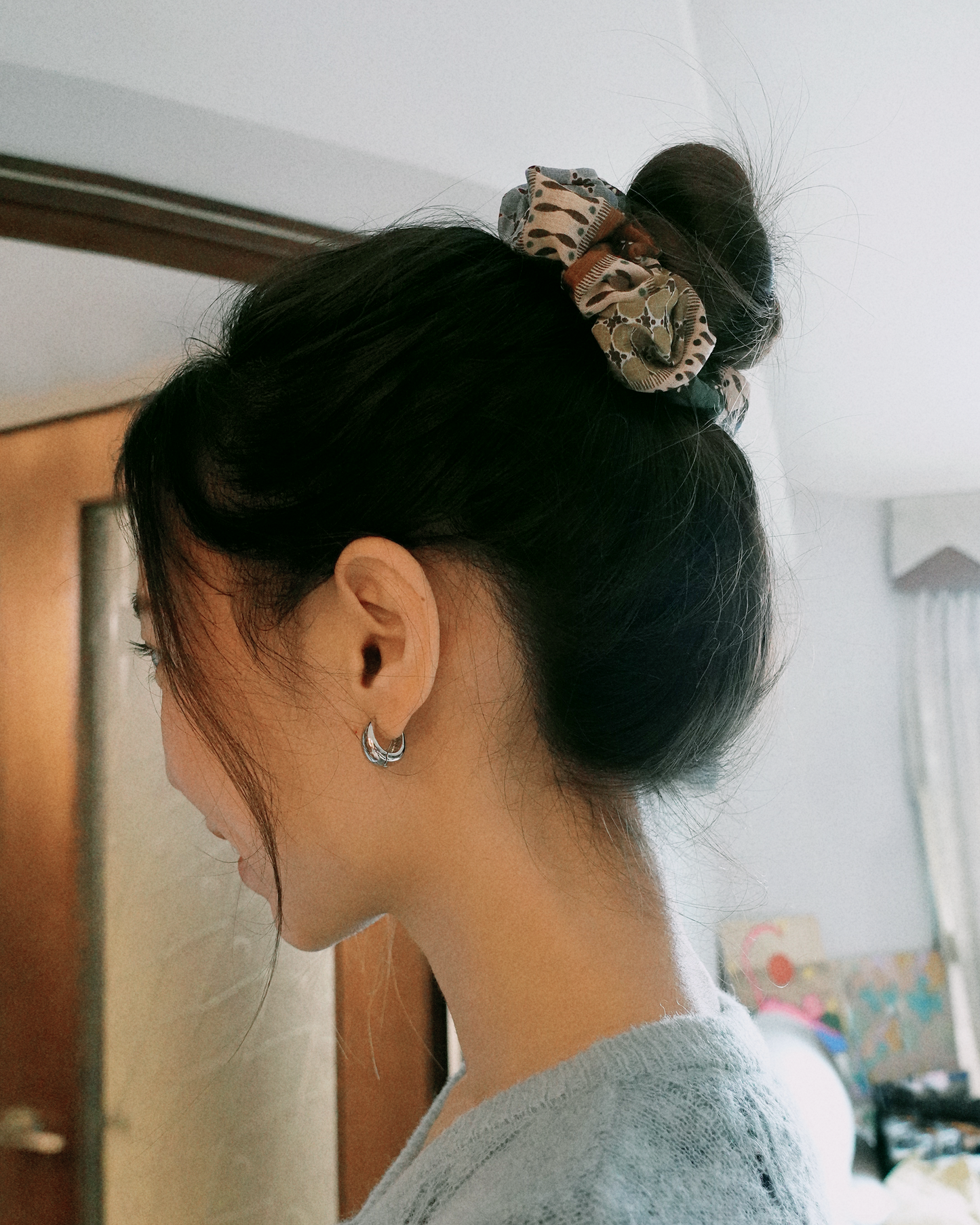 Earthy Bohemian Print Scrunchie