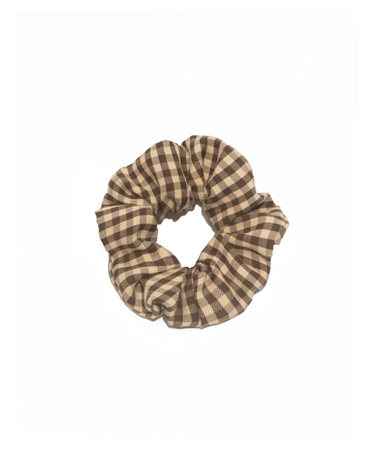 Brown Gingham Scrunchie