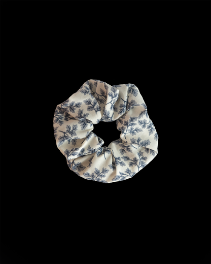 Ivory With Spring Leaves Scrunchie