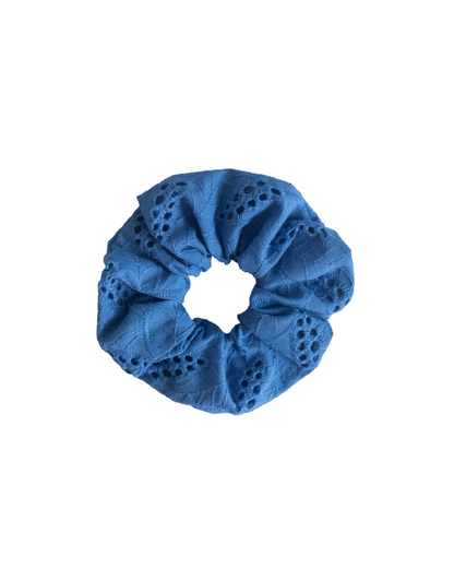 Hollow Floral Blue Scrunchie