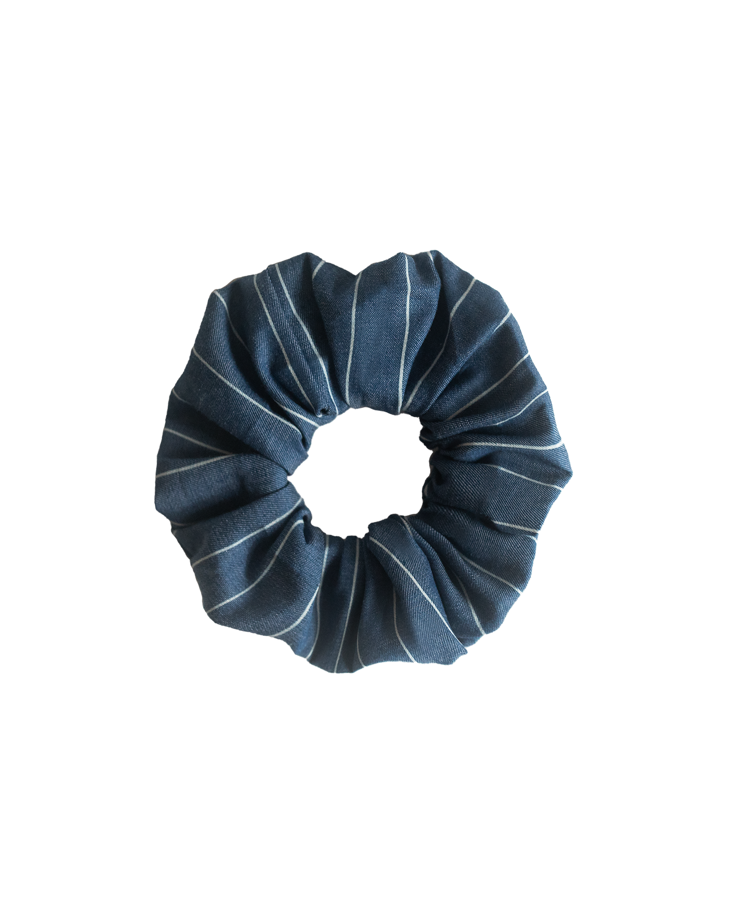 Wide Striped Blue Scrunchie