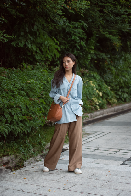 Lia Pocket Shirt - Striped Light Blue