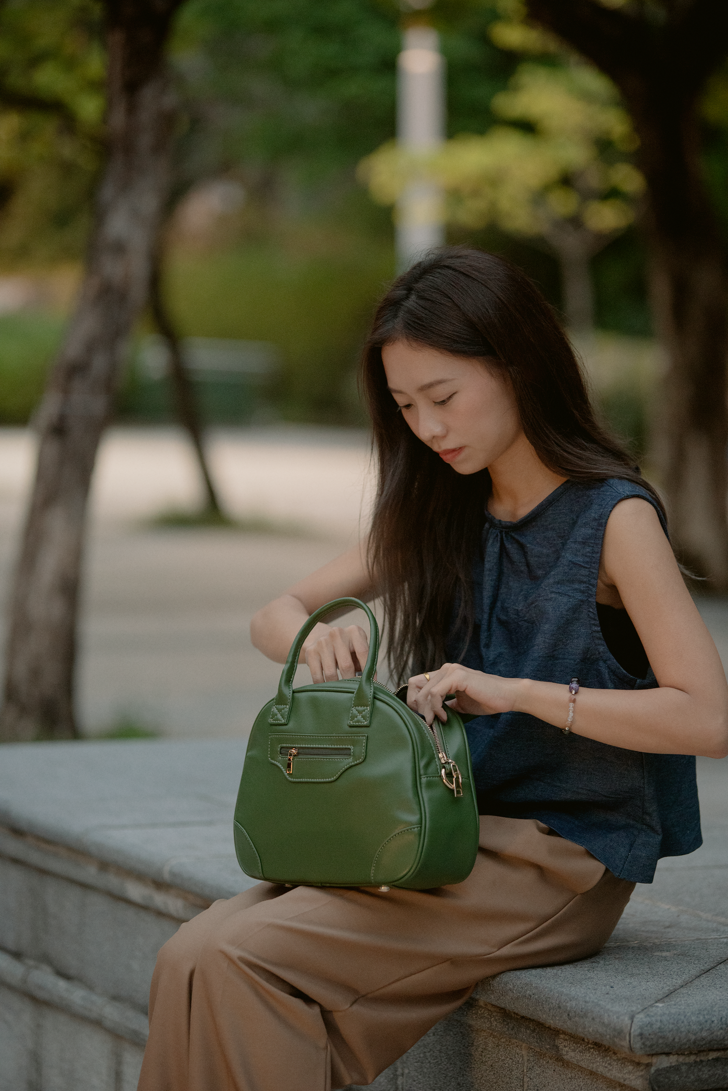 Bread Bag - Pu Leather Olive Army