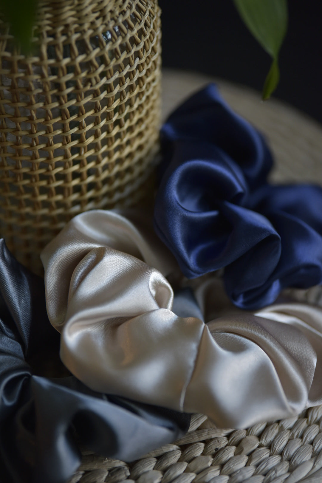 Silk-like Navy Scrunchie