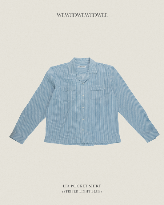 Lia Pocket Shirt - Striped Light Blue