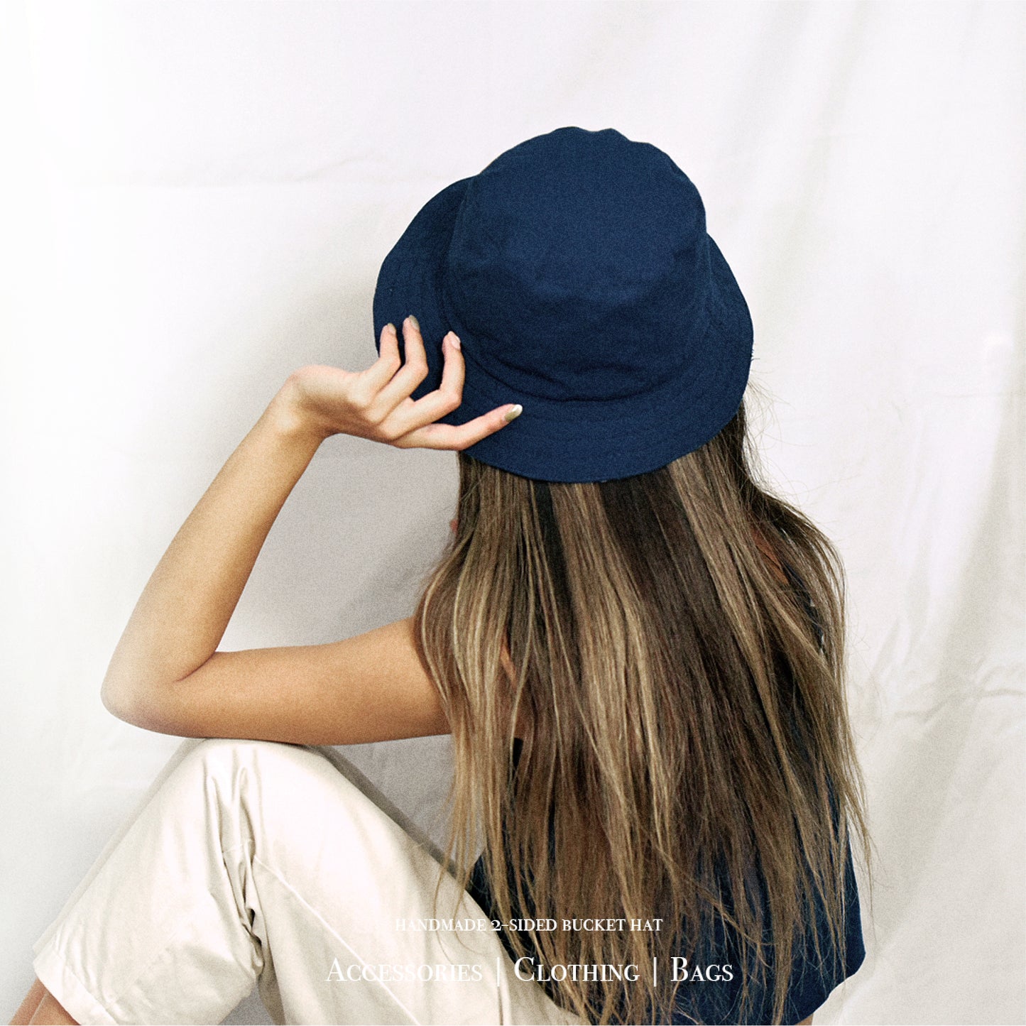 2-Sided Bucket Hat - Navy Gingham