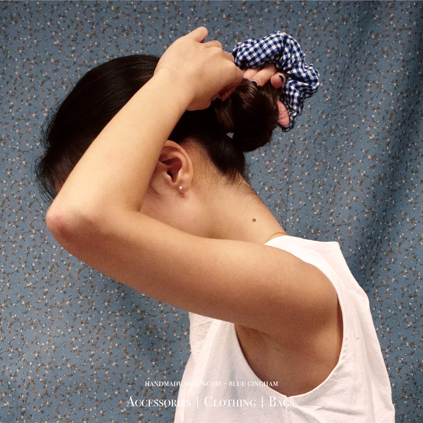 Gingham Blue Scrunchie