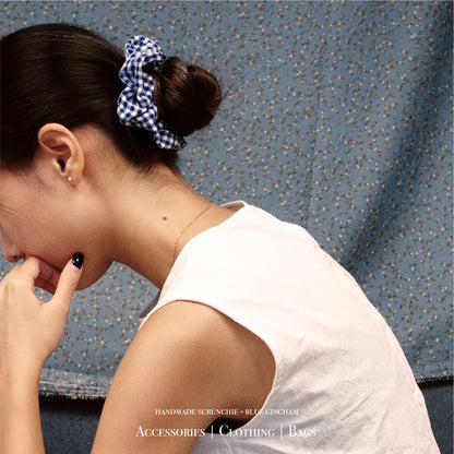 Gingham Blue Scrunchie