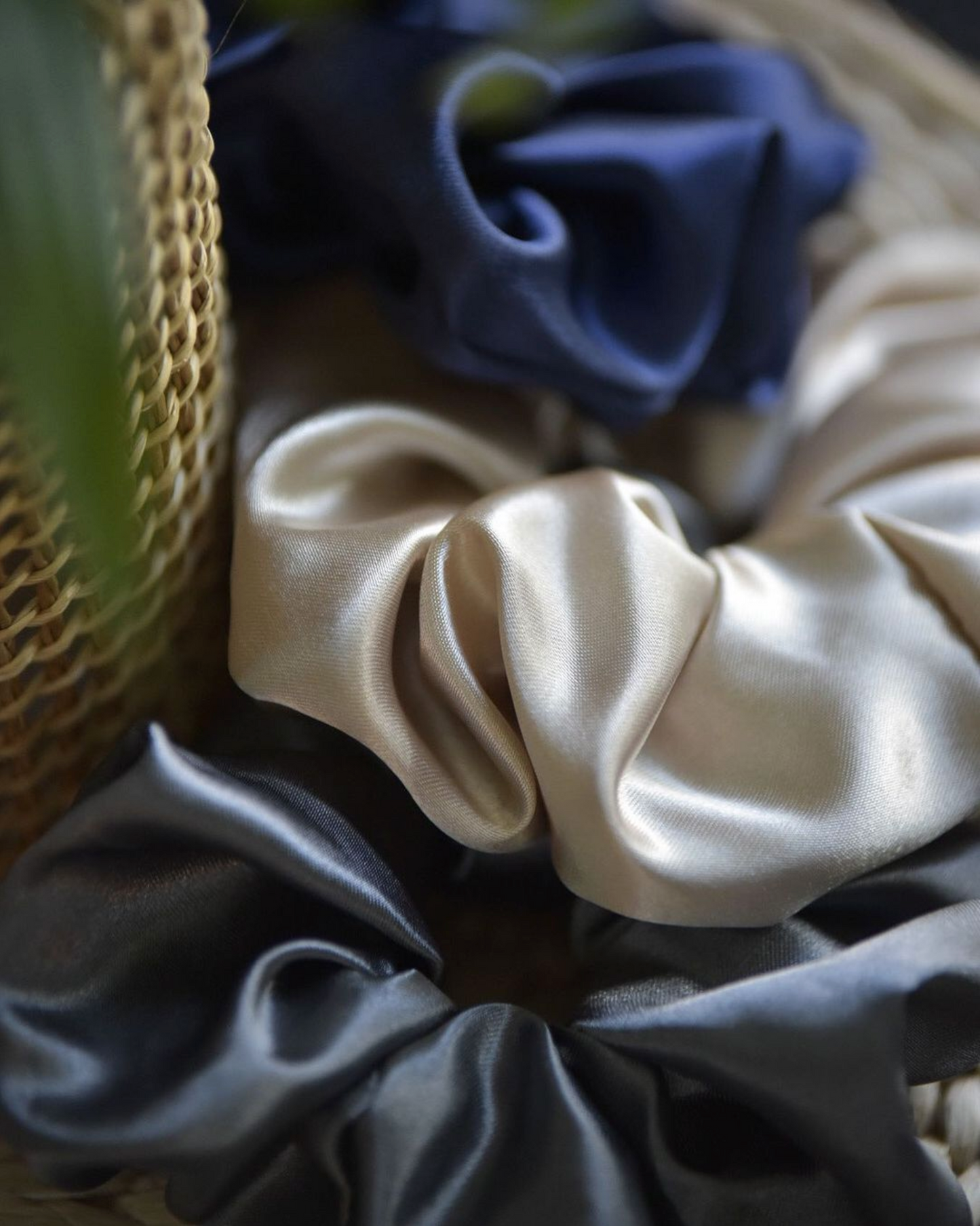 Silk-like Navy Scrunchie