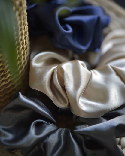 Silk-like Navy Scrunchie