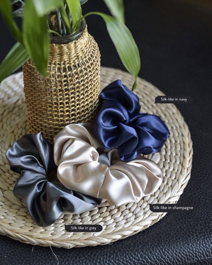 Silk-like Navy Scrunchie